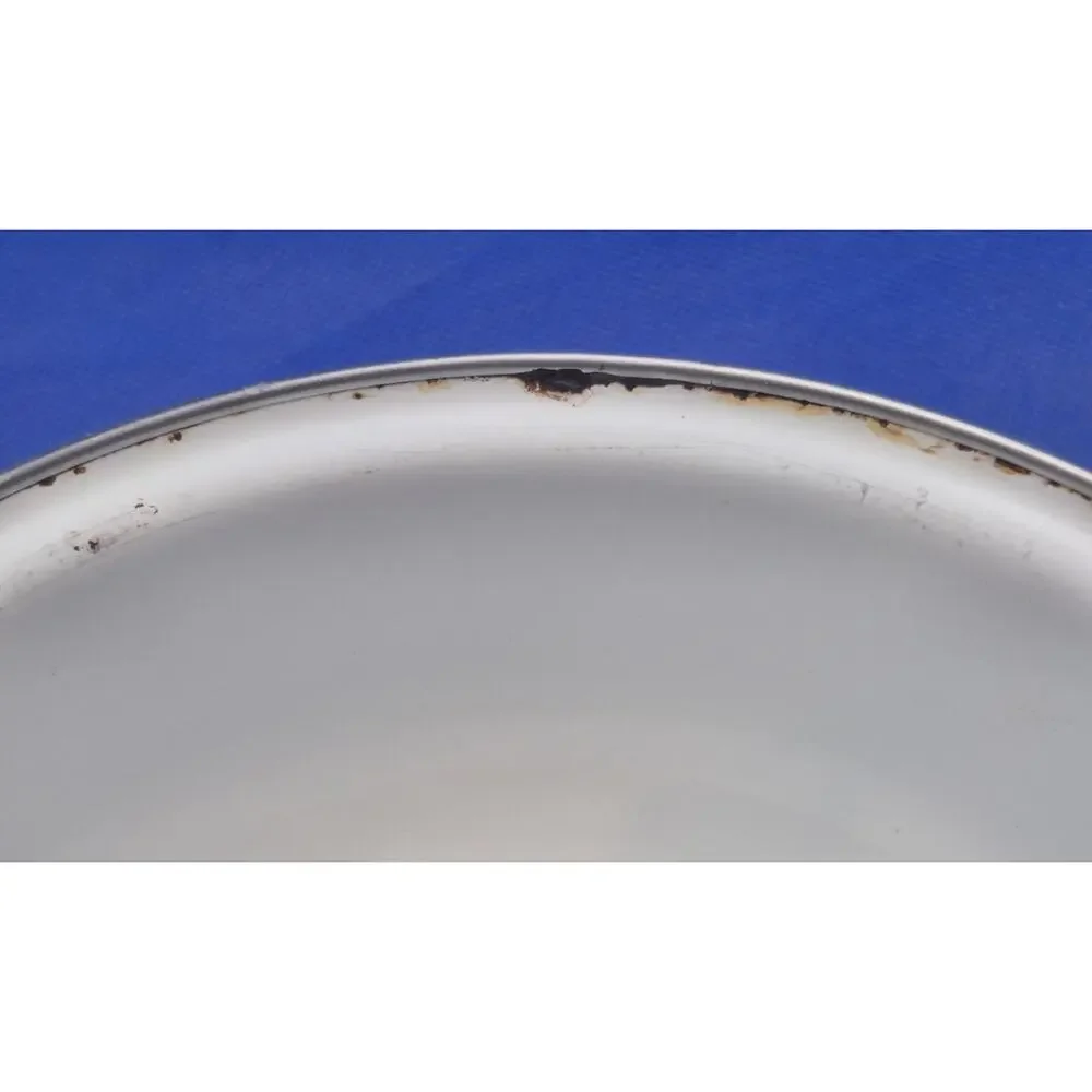 Vintage 1970s Floral Enamel Nesting Bowls Silver Rim Set of Two 6.5